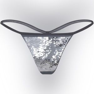 🩶SKIMS SEQUIN STRING THONG SILVER XL